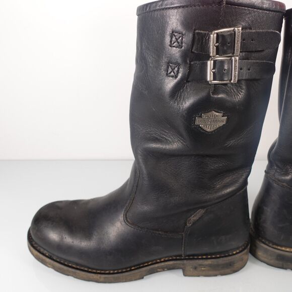 Vtg Harley Davidson Mens Size 11.5 Engineer Motorcycle Black Leather Boots 98000 main image 14